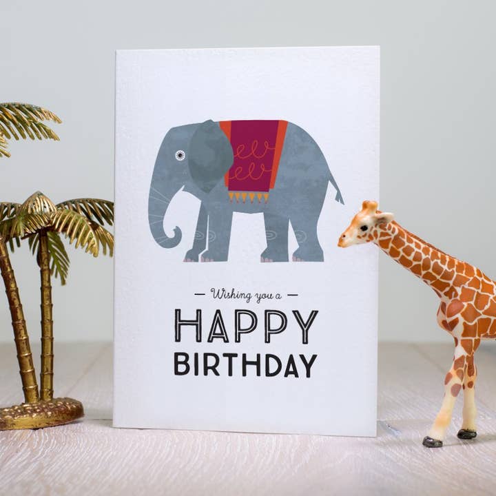 Laura Danby - Vente Cartes d'anniversaire - Carte de voeux d'anniversaire Elephant