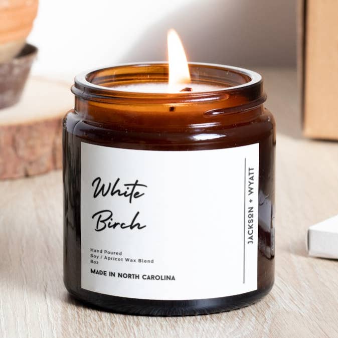 Jackson + Wyatt - Wholesale Jar/Filled Candle - White Birch - Organic Soy Apricot Candle - Year Round0