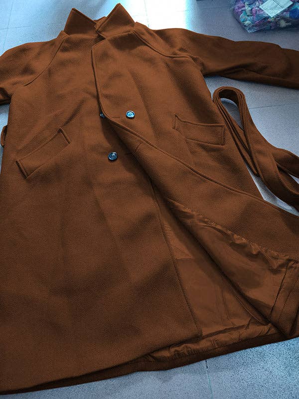 StyleGalX - Wholesale Coat - Women's - Urban Loose Solid Color Belted Woolen Coat6