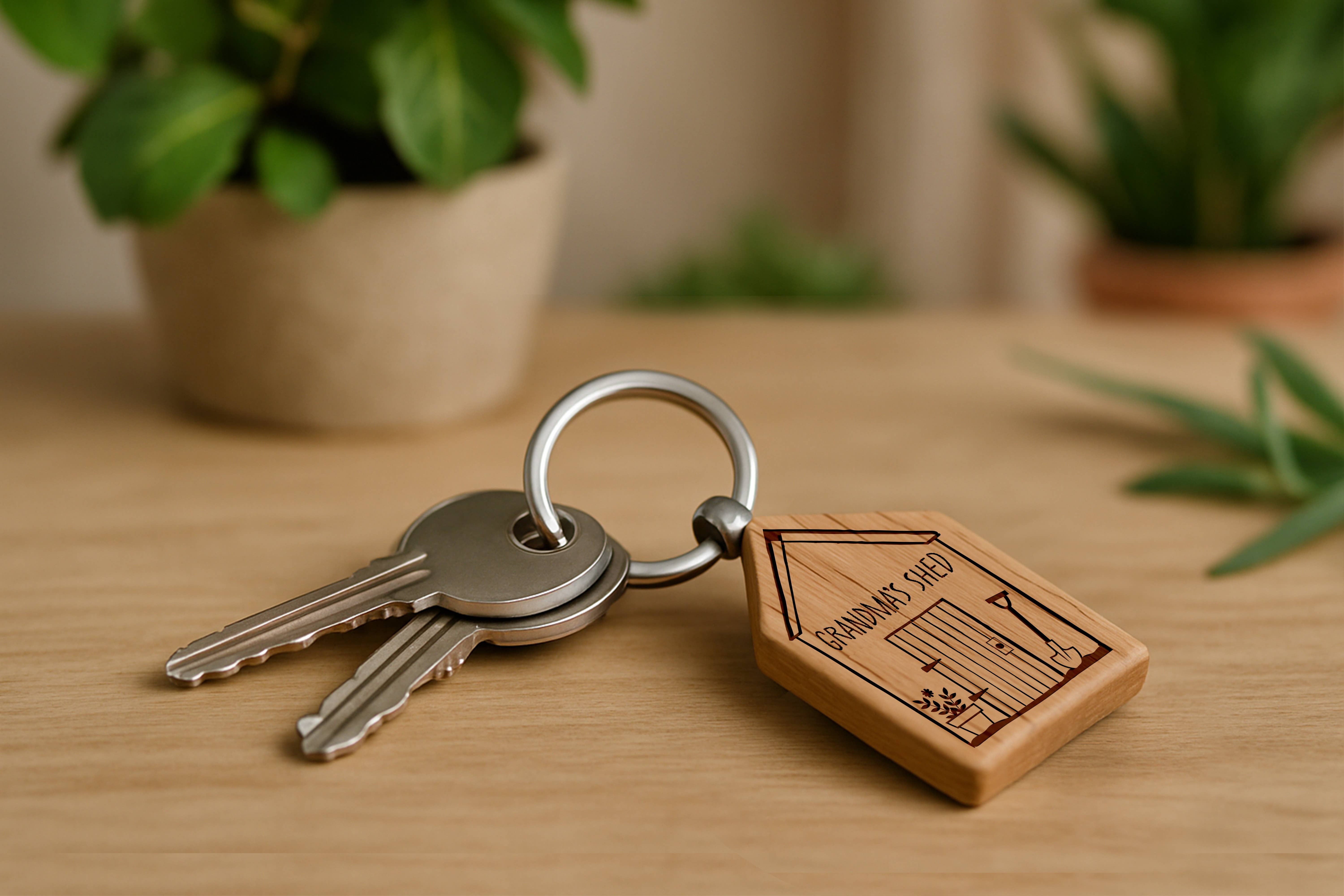 CGB Giftware - Wholesale Keychain – Unisex - 'Grandma's Shed' Oak House Keyring