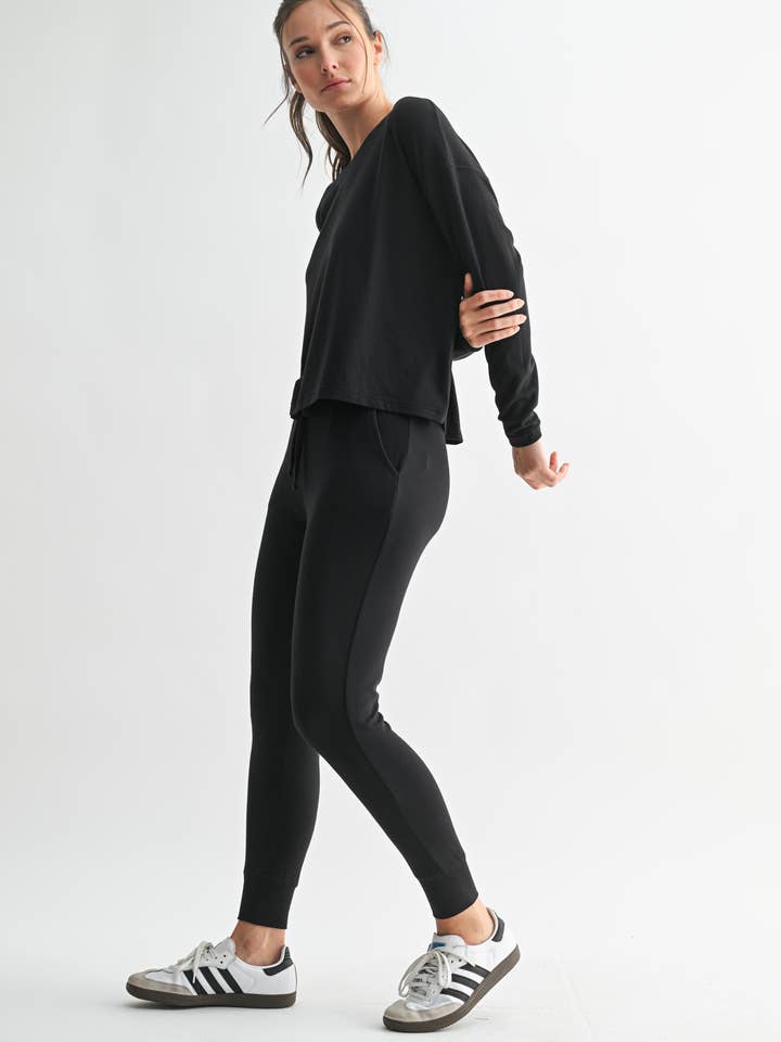 Mono B - Wholesale Lounge Top - Women's - Brushed Hacci Lounge Back Pleat Long Sleeve5