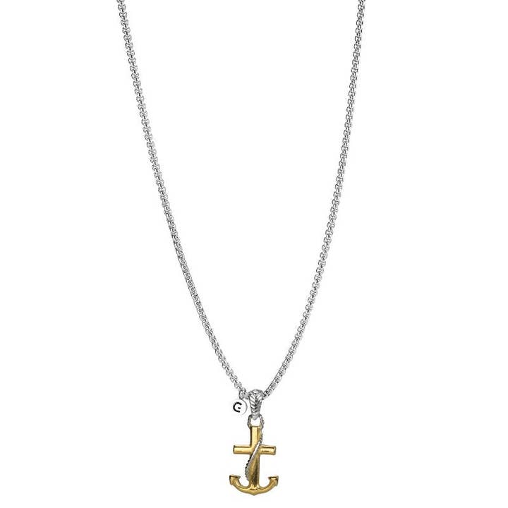 Men's steel anchor necklace - Anson gold for wholesale by Goyatè