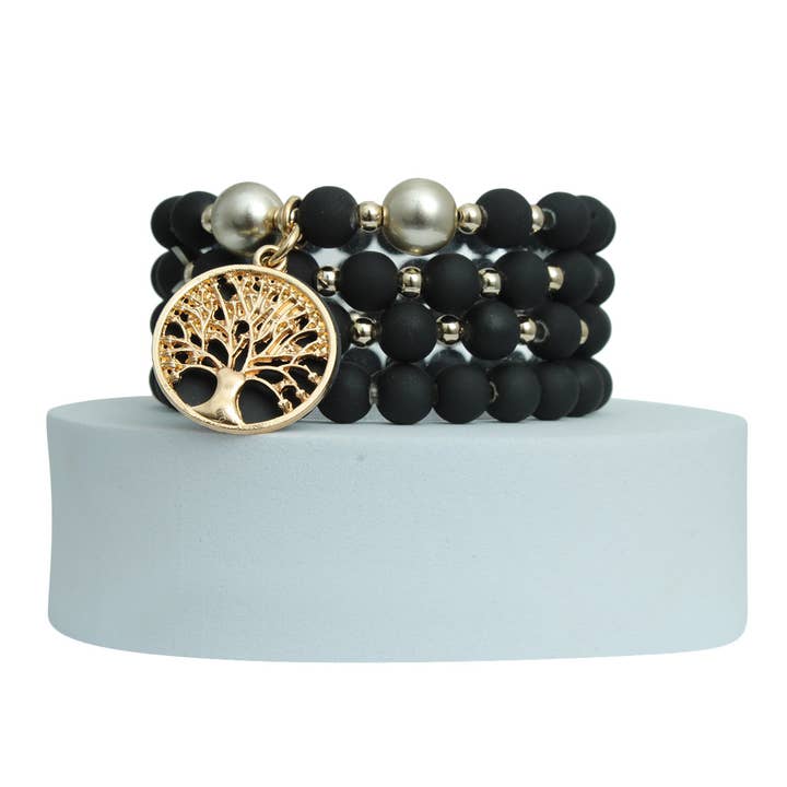 Matte Black Tree of Life Bracelets for wholesale on Faire