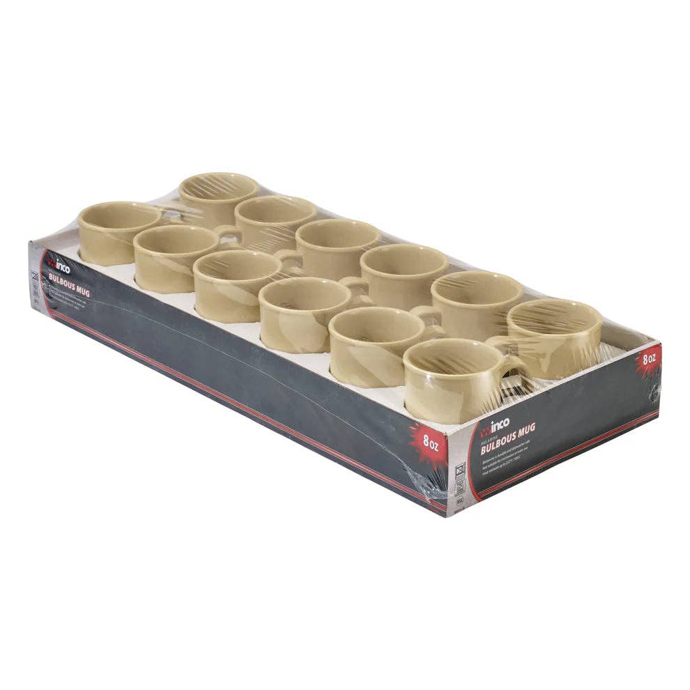 EcoQuality - Vente Tasse à café - MMU-8 et MMU-8W Mugs Bulbeux en Mélamine 8oz Tan et Blanc0