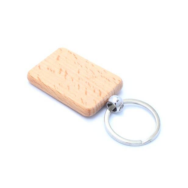 Inca UK – wholesale Keychain – Unisex – Rectangular Wooden Keyring 5X3.5cm1