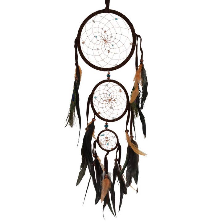 Benjamin International - Wholesale Dream Catcher - Triple Dreamcatcher With Peacock Feather