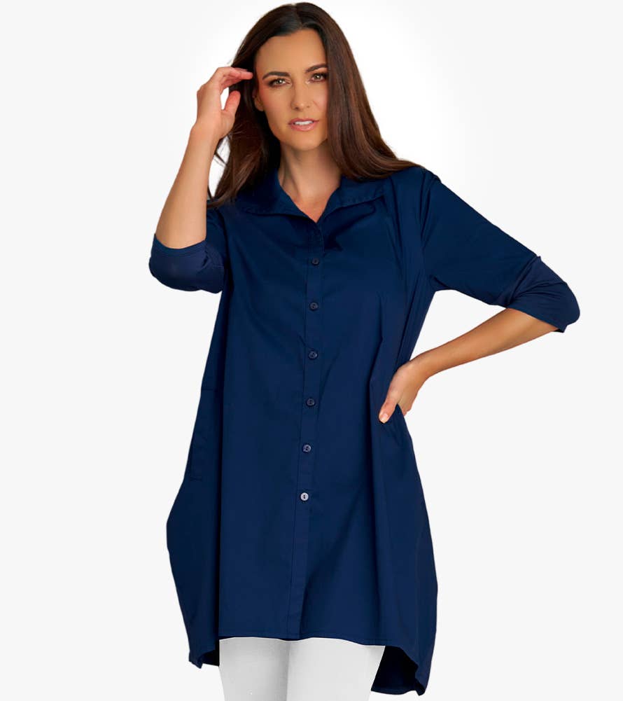 Stella Carakasi - Wholesale Tunic - Women's - Women's 3/4 Sleeve A-Line Cotton Poplin Tiburon Tunic Icon27