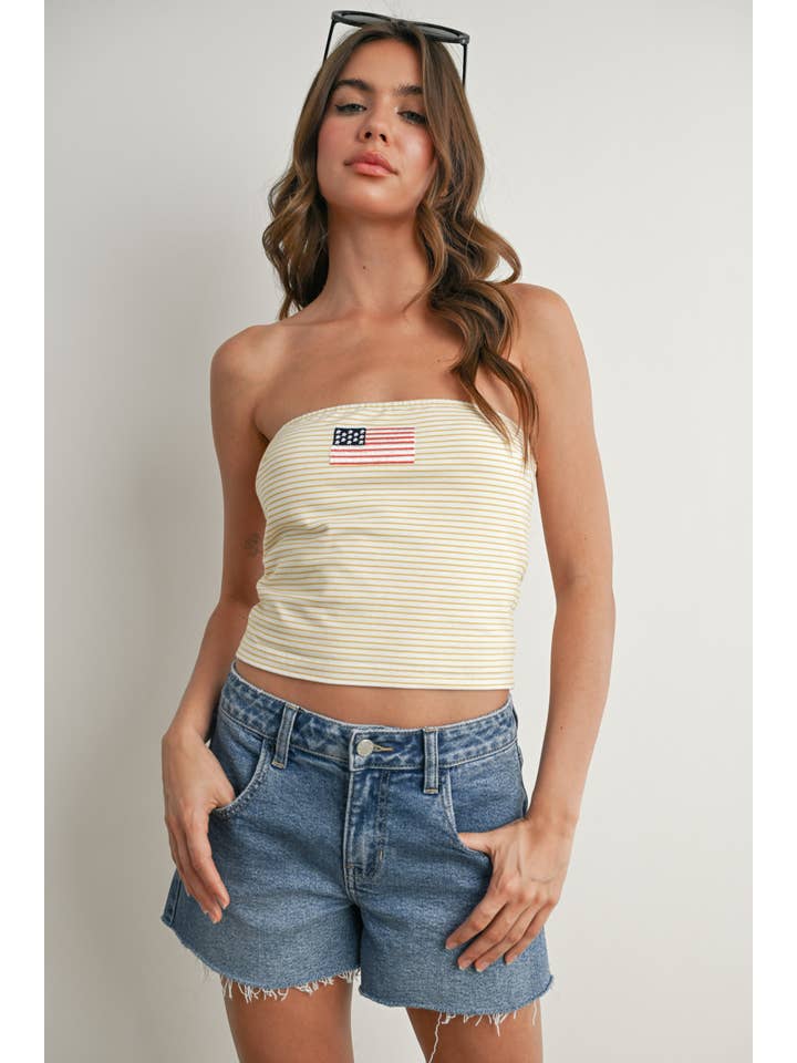 BUTTERMELON - Wholesale Tank Top - Women's - Stars and Stripes Tube Top - BMT7755
