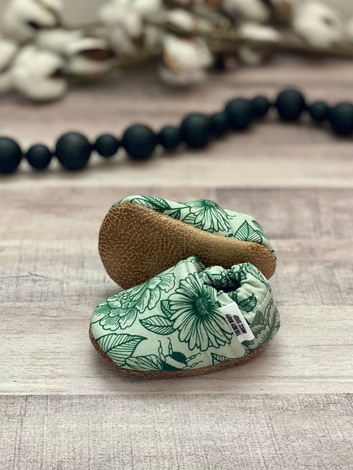 Trendy Baby Mocc Shop - Vente Mocassins – enfant - Floral printanier vert1