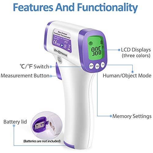 Reed - Wholesale Thermometer - Heavy Duty Thermometer Infrared Forehead High Caliber Sensor No Contact with LCD Display for Medical Offices, Hospitals2