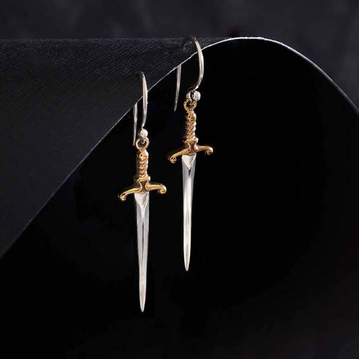 Nina Designs - Wholesale Dangle earrings - Sterling Silver Sword Dangle Earrings 38x10mm1