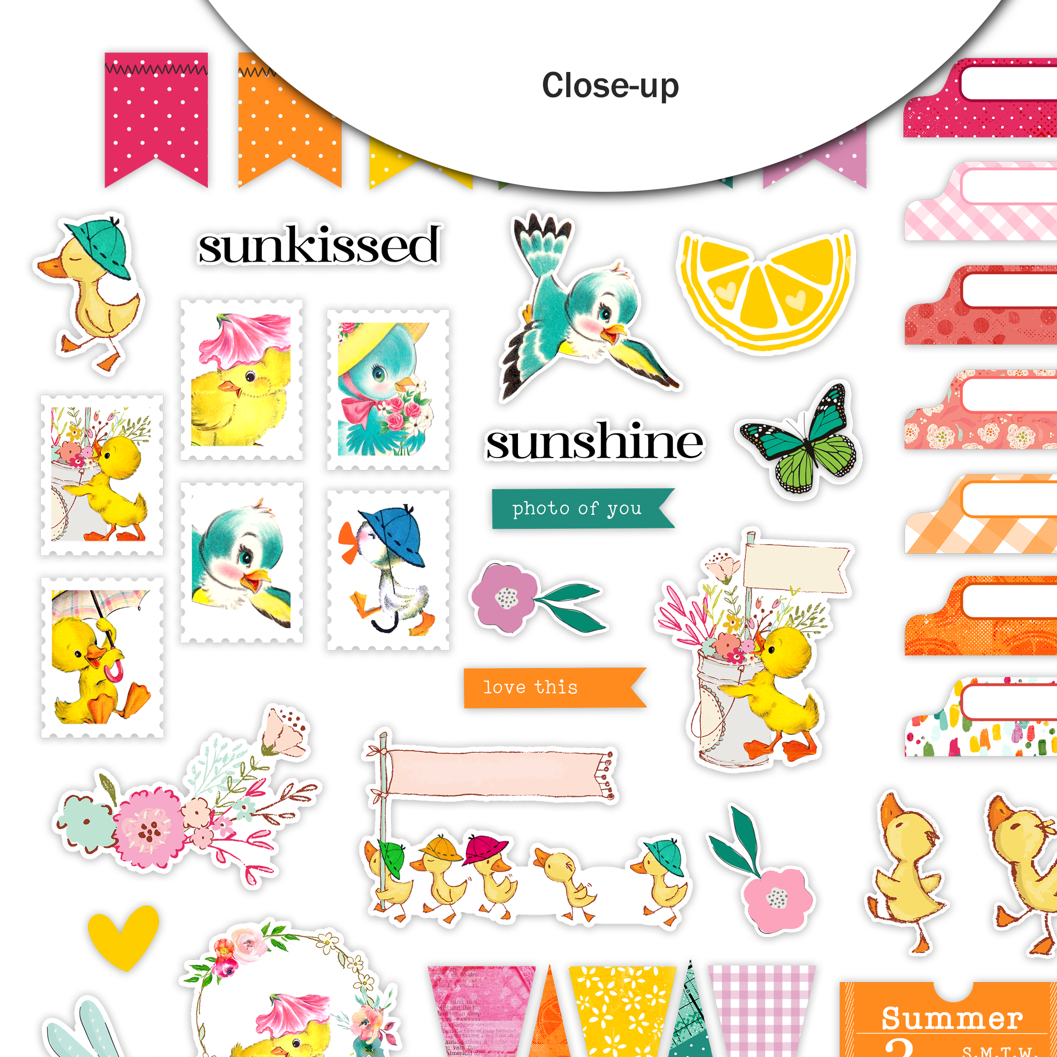 Pretty Little Studio – Engroshandel Cutouts – Sunshine Mix Ephemera - 65 stk | Sommerudskæringer, billetter3