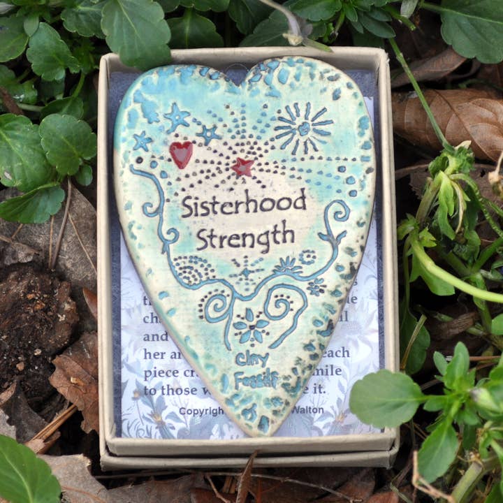 Sisterhood Strength, female empowerment, year round ornament for wholesale by Clay Fossils