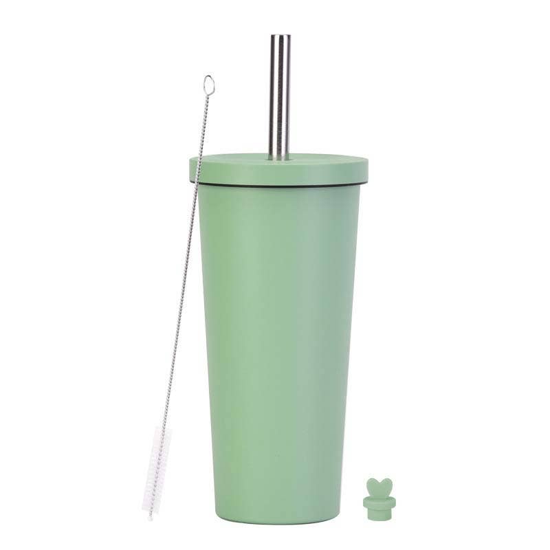 Candles Meta - Wholesale Insulated Mug/Tumbler - 710ml Silid Color Milk Tea Stainless Steel Cup with Straw14