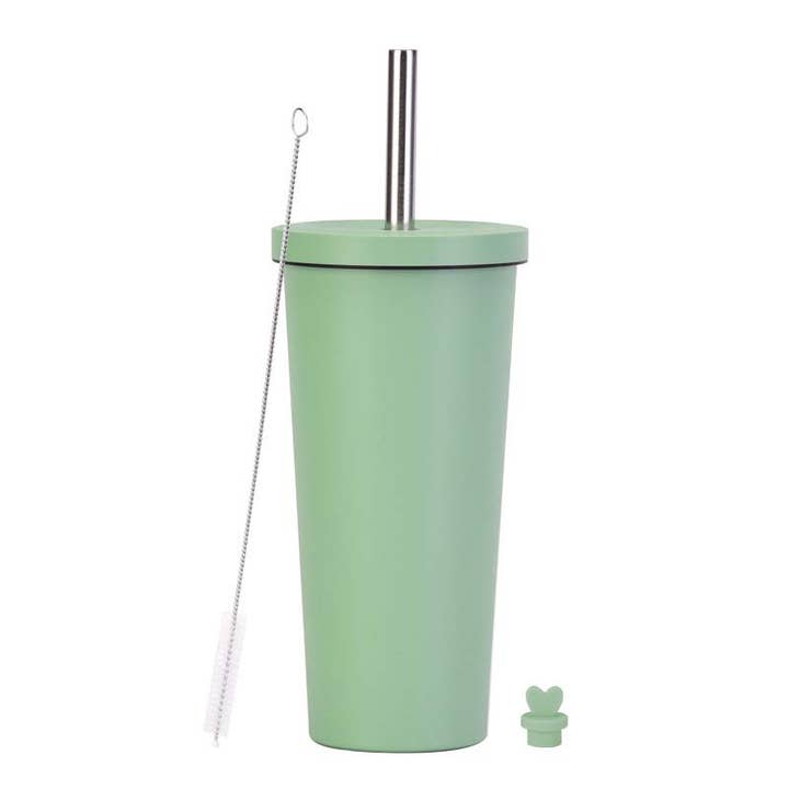 Candles Meta - Wholesale Insulated Mug/Tumbler - 710ml Silid Color Milk Tea Stainless Steel Cup with Straw14