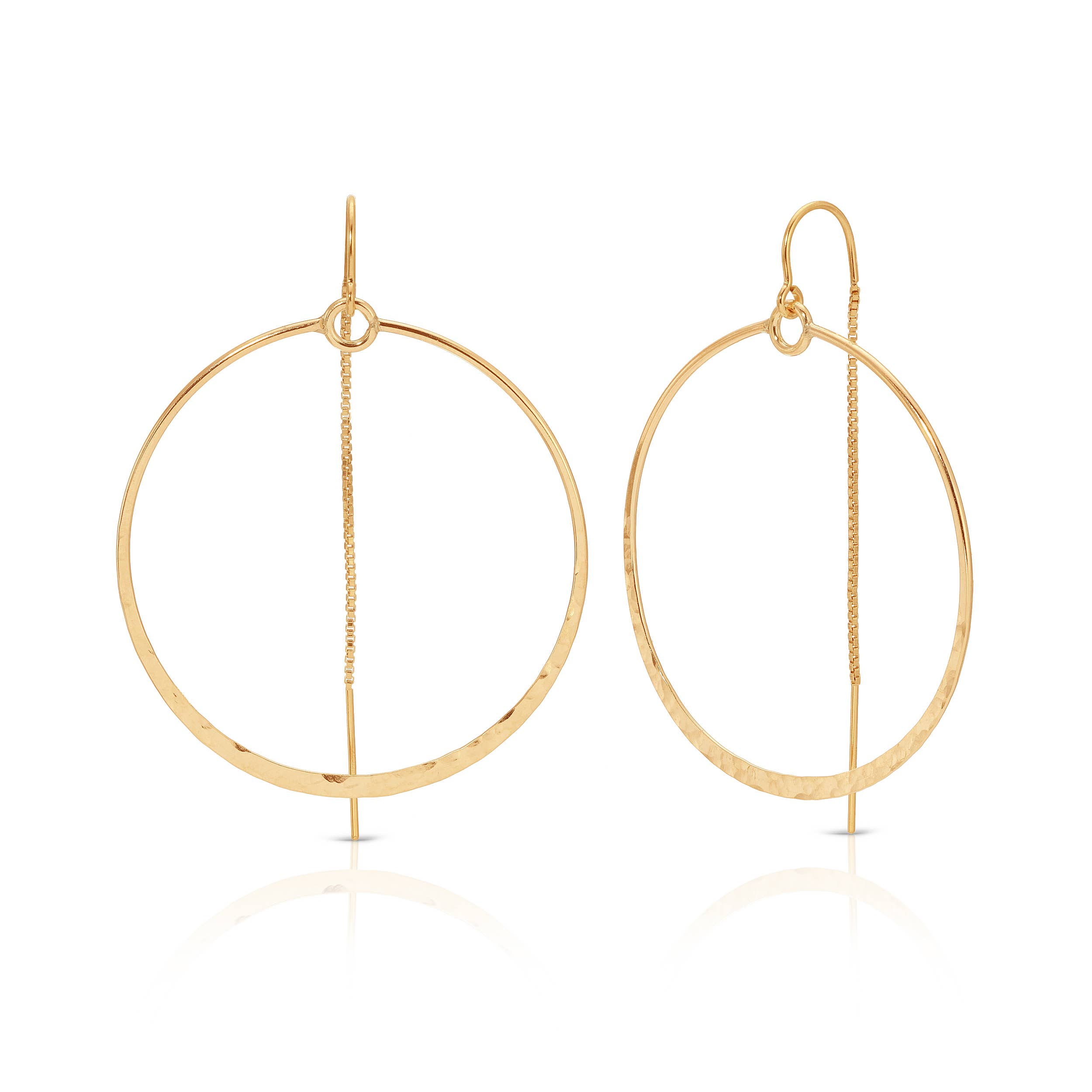Flat Hammered Hoop Thread Thru Earrings - 14K GF or SS for wholesale by Heather Hawkins