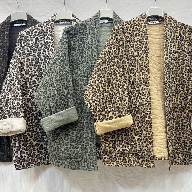 Mimi & Gogo – Engroshandel Jakke - Dame – Quiltet Bomulds Gaze Jakke Med Leopard7