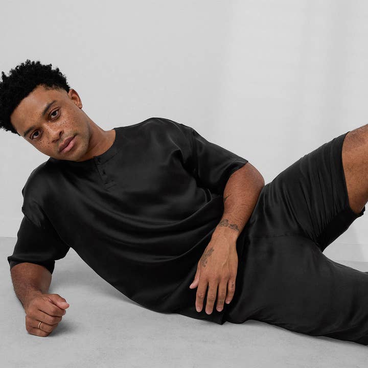 Mäns tvättbara Silk Short Set för wholesale av LUNYA