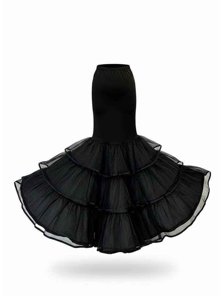 BLACK RUFFLED CANCAN EM200 for wholesale on Faire1