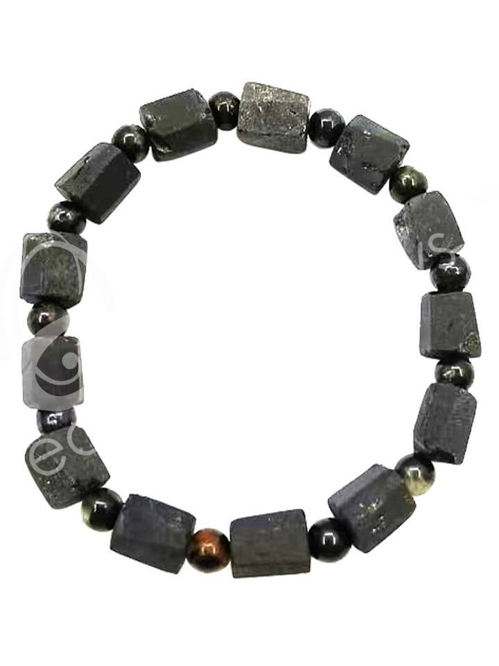 (PC)BRACELET - TOURMALINE, BLACK TUBE NATURAL (8-12 MM) 8-8 for wholesale by Oceanic Linkways Inc