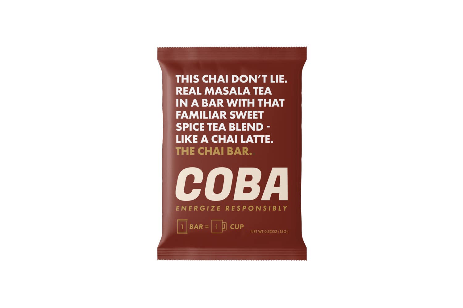 COBA, The Coffee Bar - Wholesale Chocolate Bar - COBA's Chai Latte Chocolate Bar (20 per case)