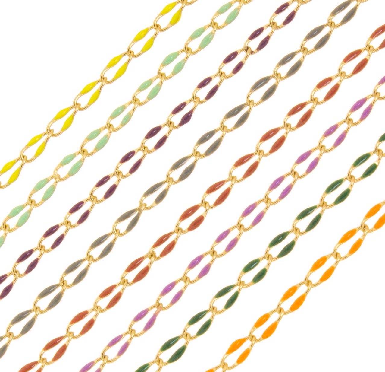 Jewel Pledge - Wholesale Craft Supplies - Gold Enamel Oval Link Chain for Jewelry Making CHG1037-015