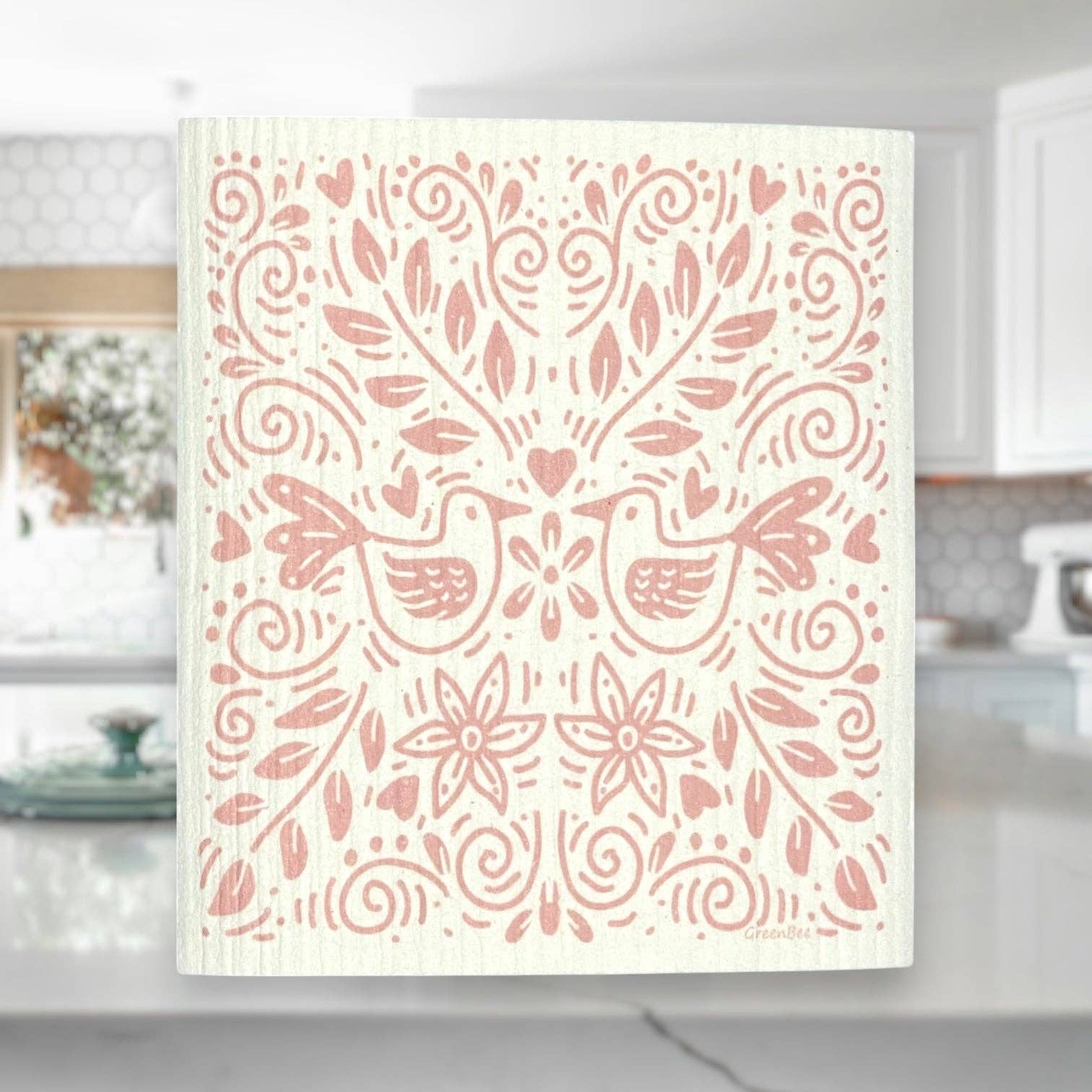 Green Bee Tea Towels - Wholesale Dishcloth - Pink Floral Pattern Towel | Cleaning | Swedish Dish Cloth2