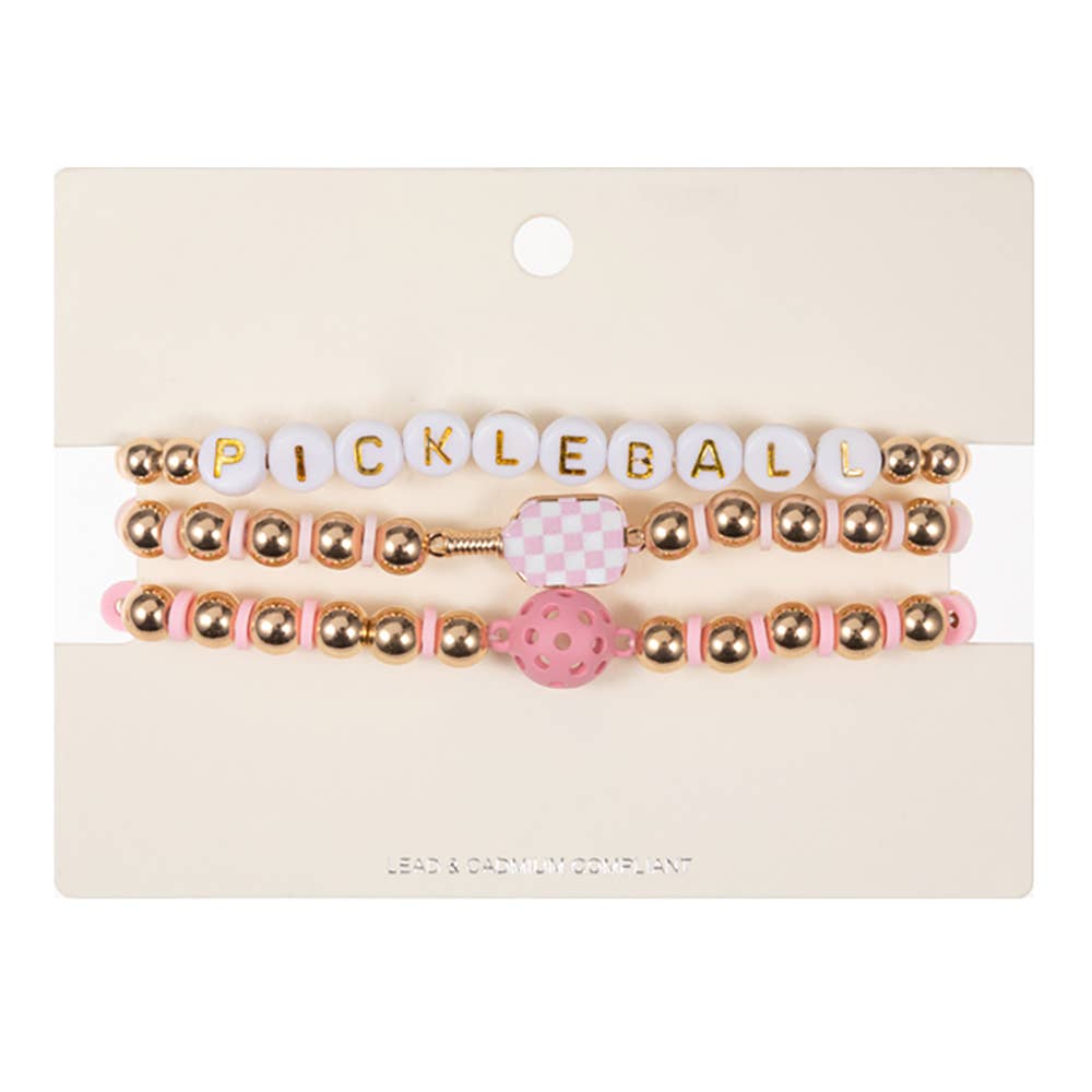 Sensibling Corp. - Wholesale Beaded Bracelet - 3PCS - Pickle Ball Message Enamel Pickleball Paddle Bracelet9