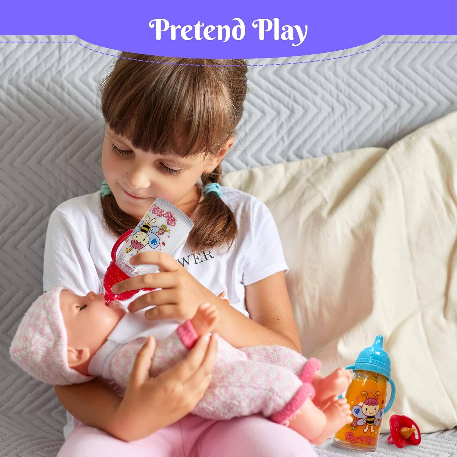 The New York Doll Collection - Wholesale Doll Accessory Kit - Kids - Baby Doll Bottles with Magic Disappearing Milk & Juice 3