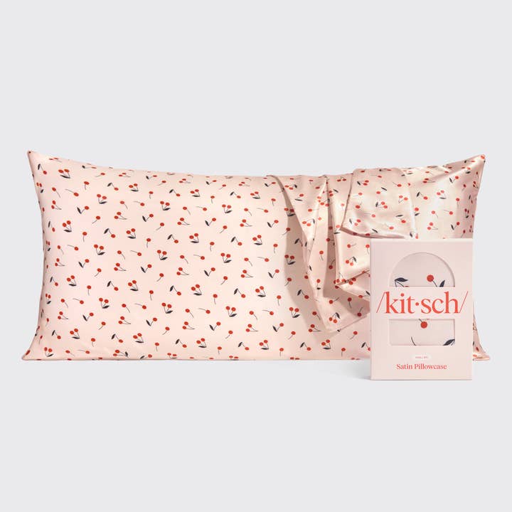 KITSCH - Wholesale Silk/Microfiber Haircare - Satin Pillowcase King - Cherry Print