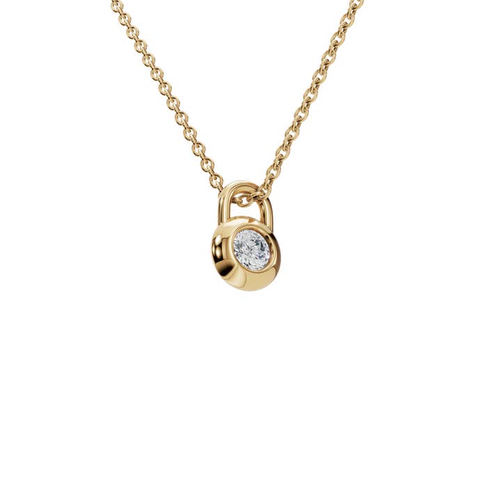 PureYou Jewelry - Wholesale Pendant/charm necklace - 14k Gold Diamond Solitaire Necklace, Lock Pendant3