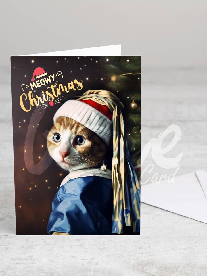 Folded greeting card 'Meowy Christmas' without envelope voor wholesale door Meow & Muse