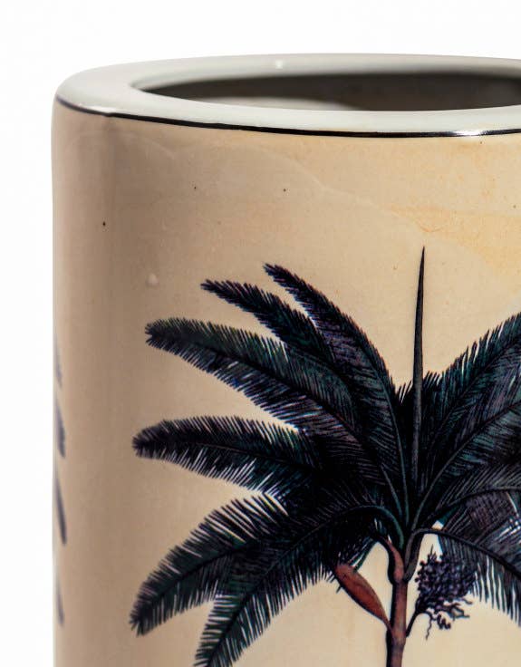 McGowan & Rutherford Ltd - Wholesale Umbrella Stand - Ceramic Lithograph Palm Tree w/ Royal Seal Umbrella Stand4