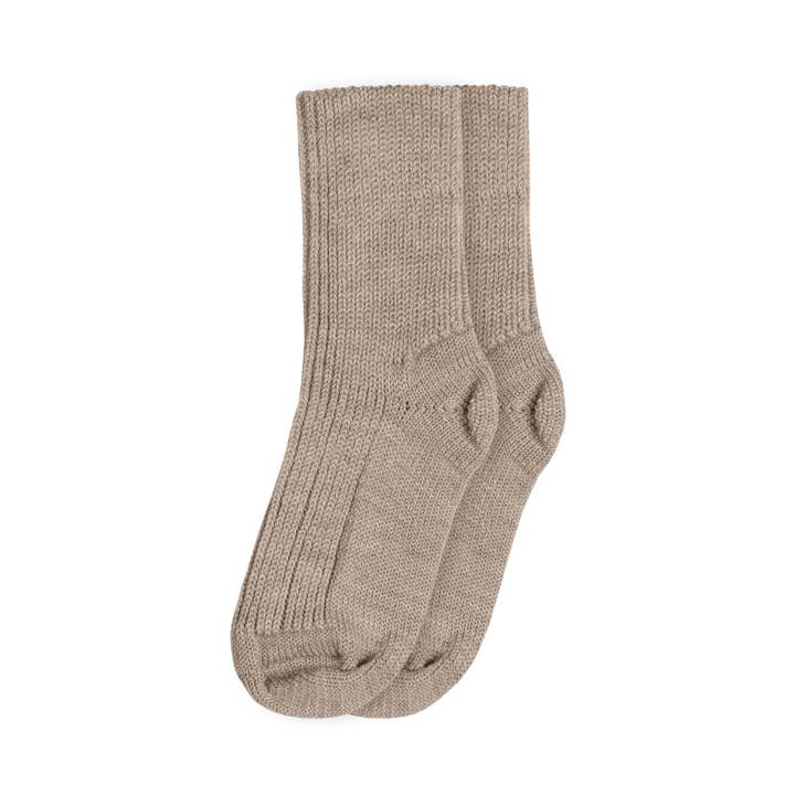 Menique 95% Merino Thick Ribbed Wool Kids' Socks in Beige for wholesale by Treehouse