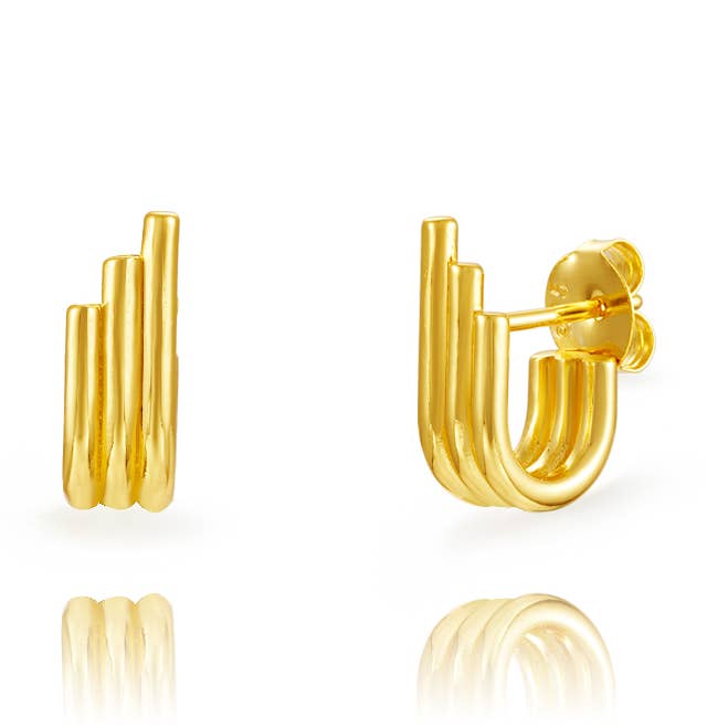 Zilveren Oorbellen - 14mm - Verguld en Gerhodineerd Zilver voor wholesale door Plata y Minerales