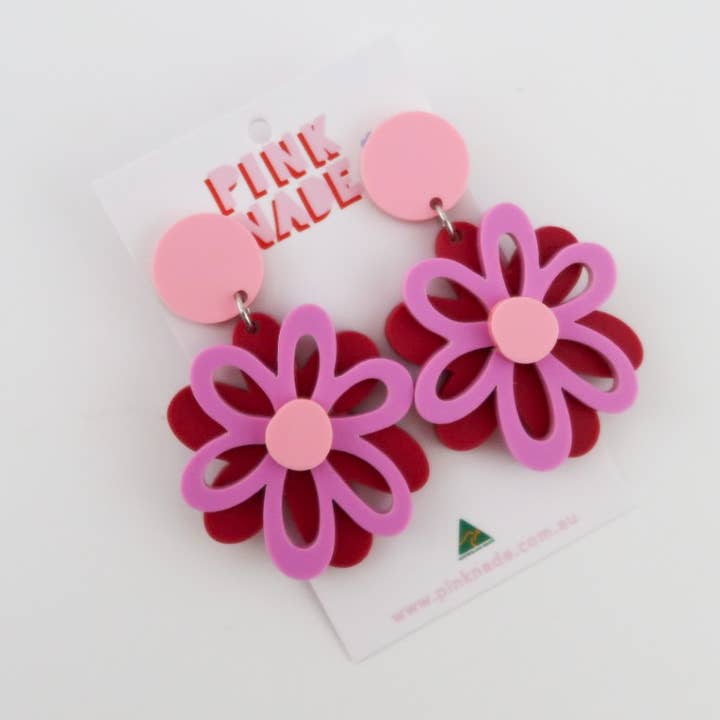 Dahlia Fuchia / Purple / Pink Dangle Earrings for wholesale by Pink Nade