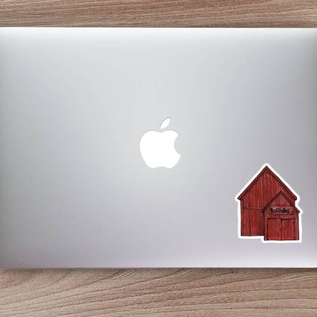 Autocollant Grange Rouge pour la vente par Jennie Kilcup Watercolors