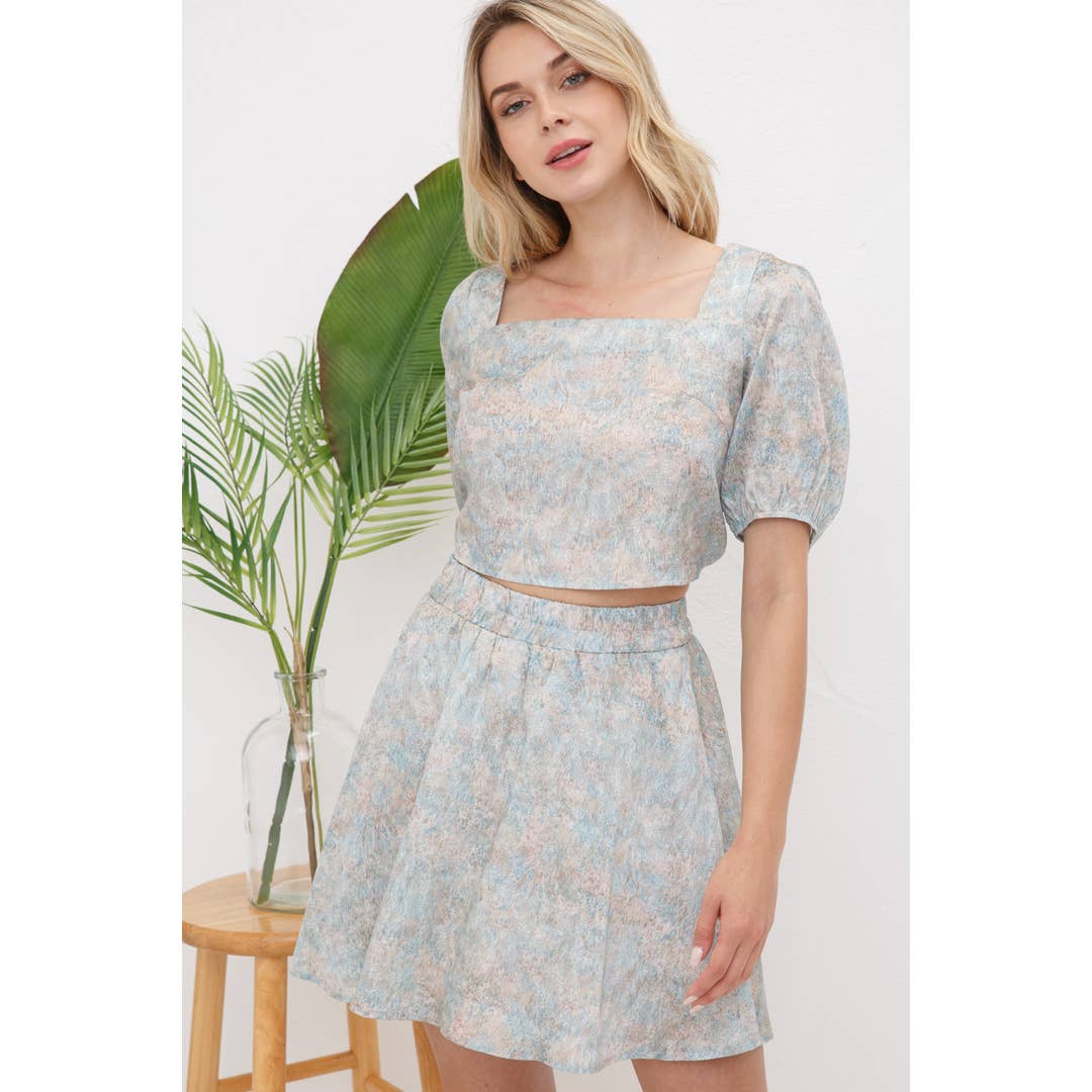 MINT 31365SET - Woven Round Tunnel Back Tie Elastic Skort Set for wholesale on Faire