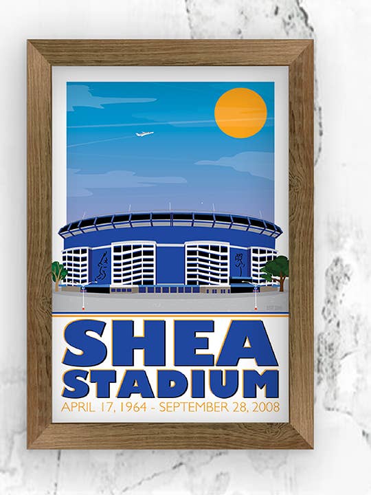 Ilustração do Shea Stadium por atacado de LOST DOG art & frame