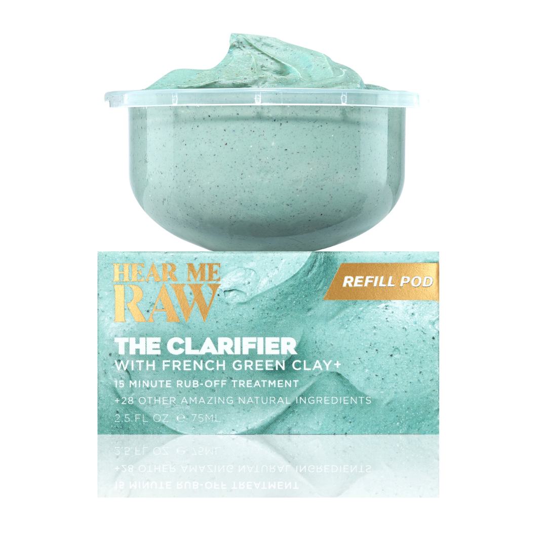 HEAR ME RAW – Máscara facial por atacado – O Clarificador com Pod de Recargila Verde Francês - 2.5 fl oz8