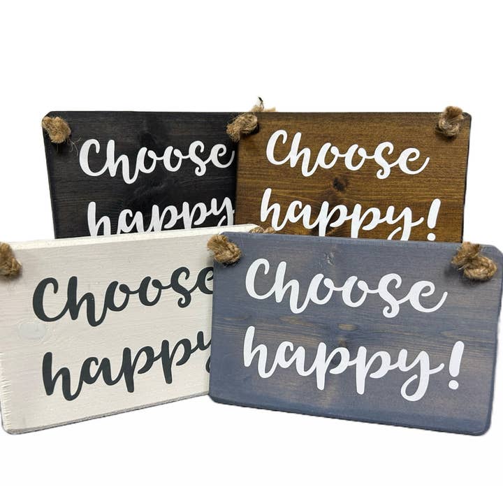 Scegli felice! targa in legno da appendere a mano per la vendita all'ingrosso da parte di The Giggle Gift Company