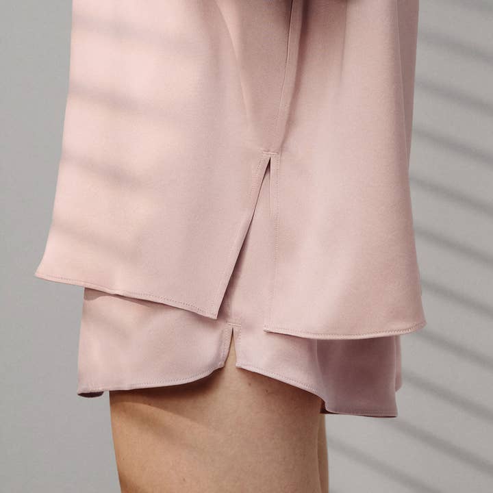 Delicate Pink Washable Silk Tee Short Set for wholesale on Faire