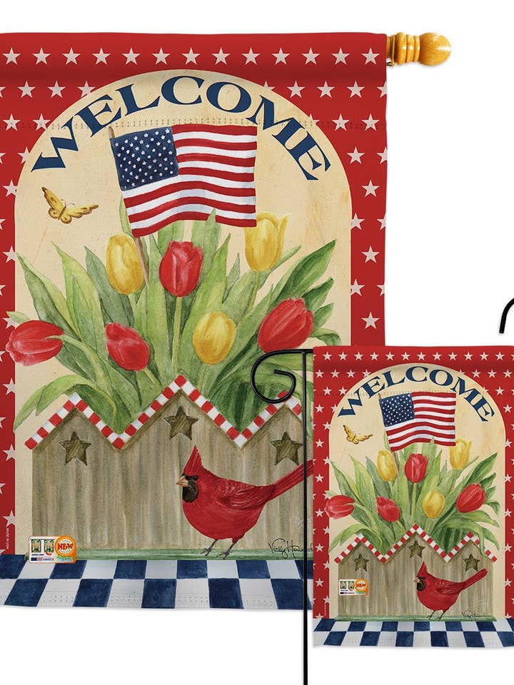 Patriotic Flowers Americana Star and Stripes Floral Flag for wholesale by Two Group Flag Co