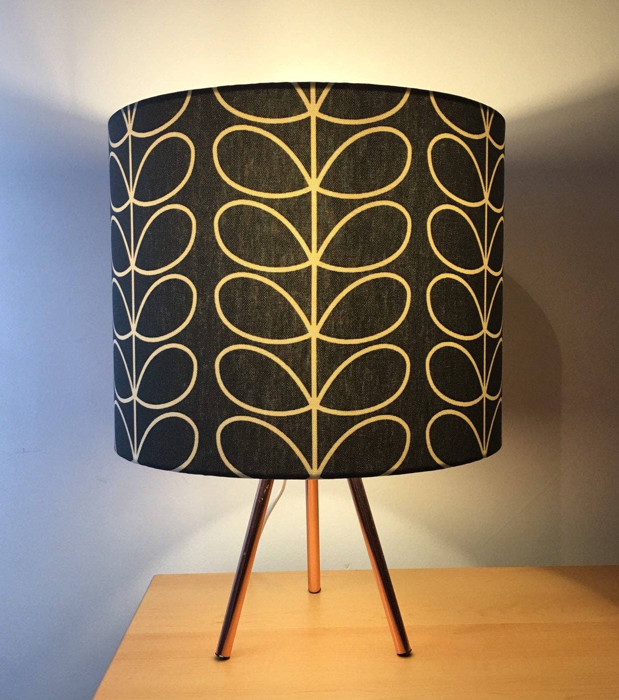 LouSeal Handmade Lampshades - Wholesale Lamp Shade - Orla Kiely Linear Stem Cool Grey Handmade Lampshade7