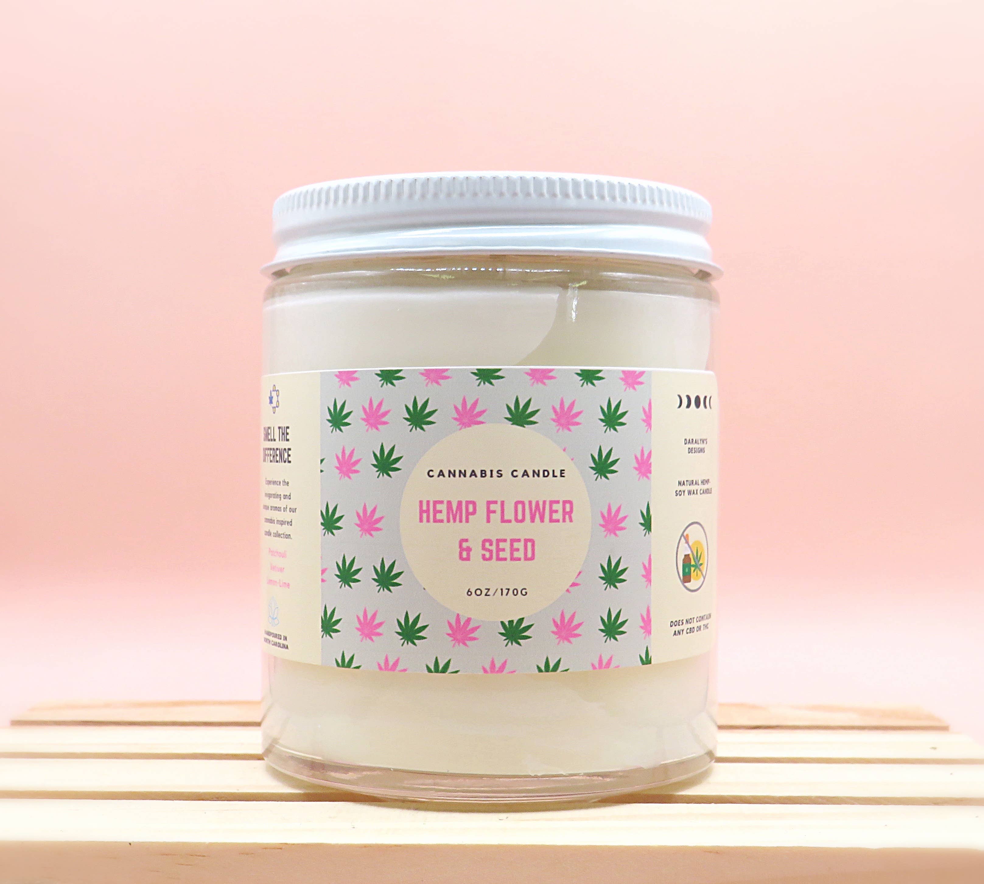 Daralyn's Designs – Vela em jarro/copo por atacado – Vela de cannabis | 6oz | Cera de cânhamo18