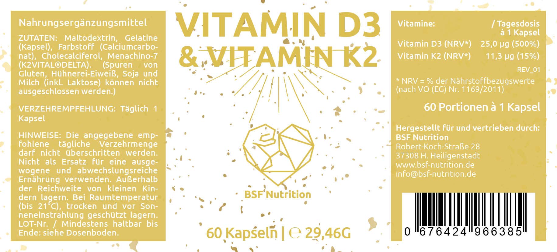 BSF Nutrition - Wholesale Oral Supplement/Vitamin - Vitamin D3 K2 Capsules1