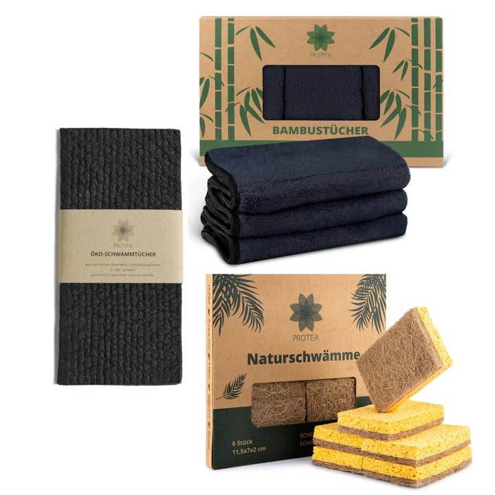 Kitchen starter set: sustainable microfiber towels, 6x eco-spüe for wholesale by PROTEA