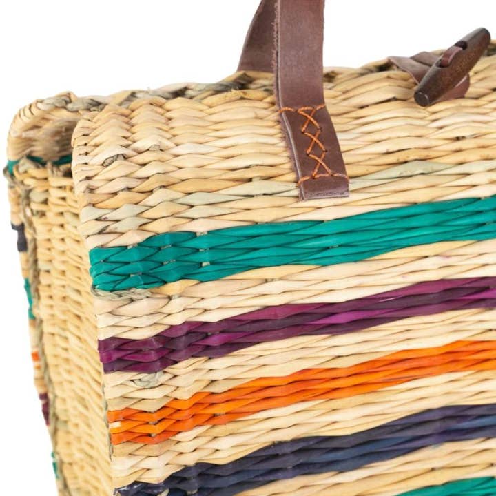 Kbas - Wholesale Top Handle Bag - Women's - COLOR JUNQUILLO BAG, MEDIUM SIZE, LEATHER HANDLES3