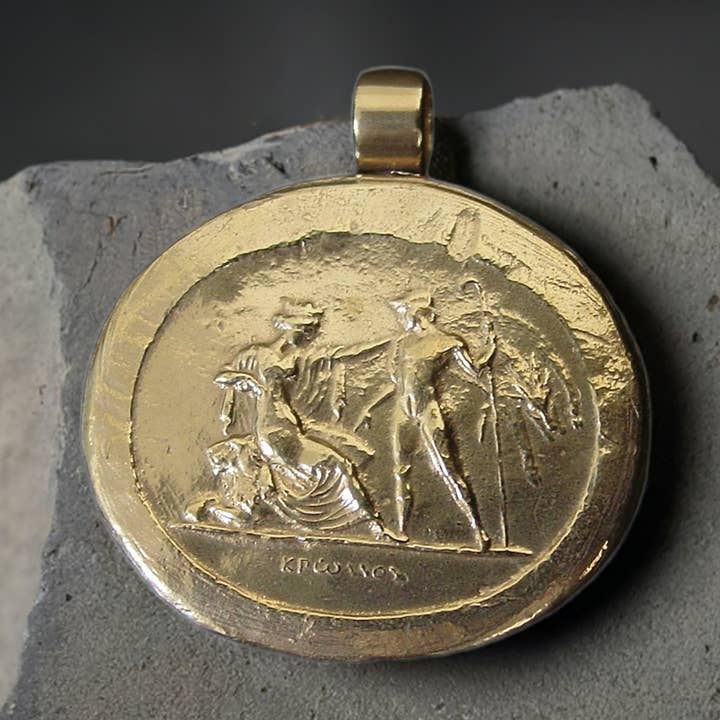 Colgante de camafeo de Dios Hermes visitando Perséfone para venta al por mayor de Vis a Vis Jewelry