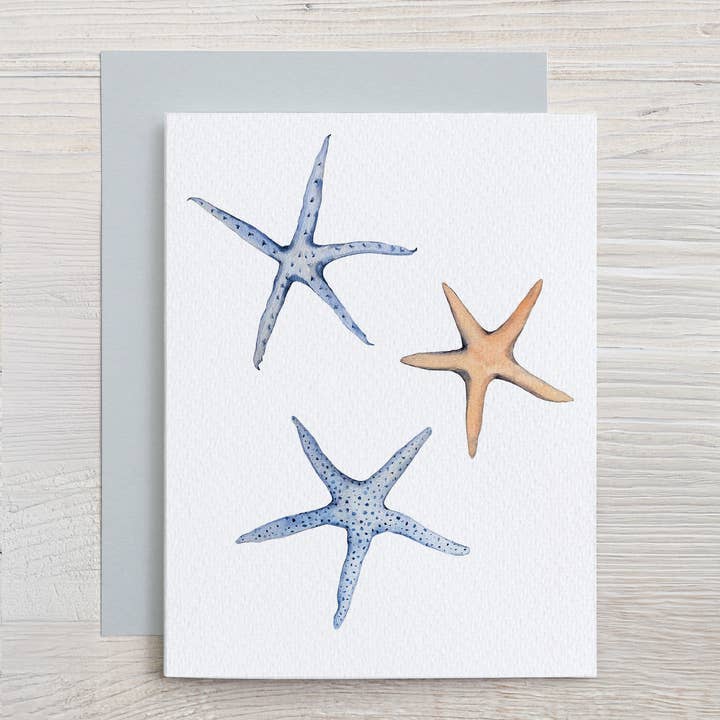 Watercolor Starfish Note Card for wholesale by Waterline Studio